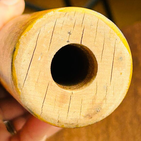 Vintage wooden rolling pen hand painted cat orange tabby kitty art decor signed - Picture 12 of 13